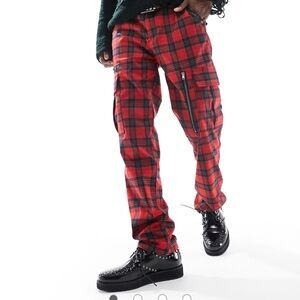 ASOS straight leg tartan plaid cargo pants. Brand new. Sold out online